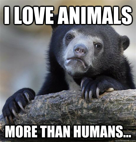 I love animals more than humans...  Confession Bear