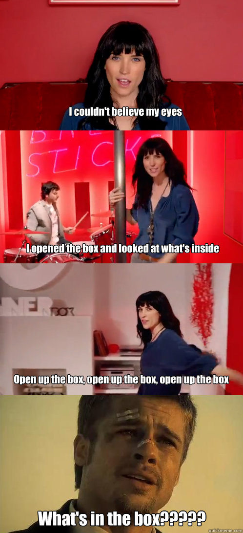 I couldn't believe my eyes I opened the box and looked at what's inside Open up the box, open up the box, open up the box What's in the box?????  