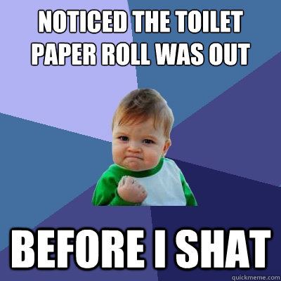 noticed the toilet paper roll was out before i shat - noticed the toilet paper roll was out before i shat  Success Kid