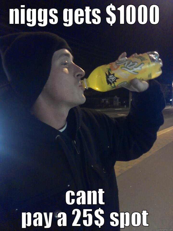 NIGGS GETS $1000 CANT PAY A 25$ SPOT Misc