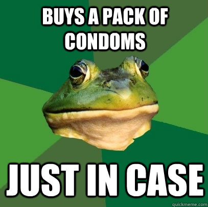 buys a pack of condoms just in case  Foul Bachelor Frog