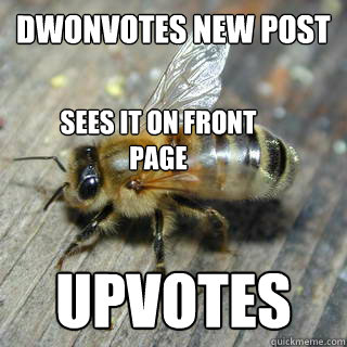 dwonvotes new post upvotes sees it on front page  Hivemind bee