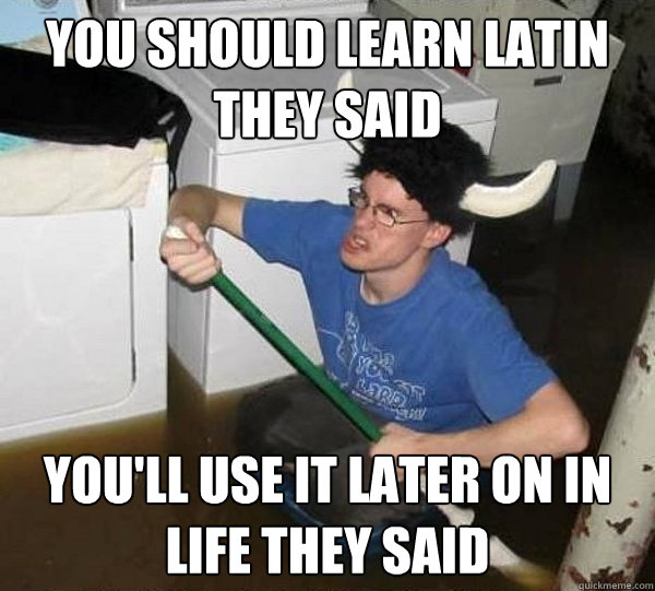 you should learn latin they said you'll use it later on in life they said  They said