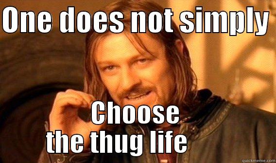 blah balha  - ONE DOES NOT SIMPLY  CHOOSE THE THUG LIFE        One Does Not Simply