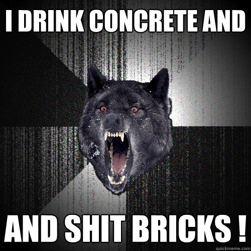 I drink concrete and and SHIT bricks ! - I drink concrete and and SHIT bricks !  Insanity Wolf
