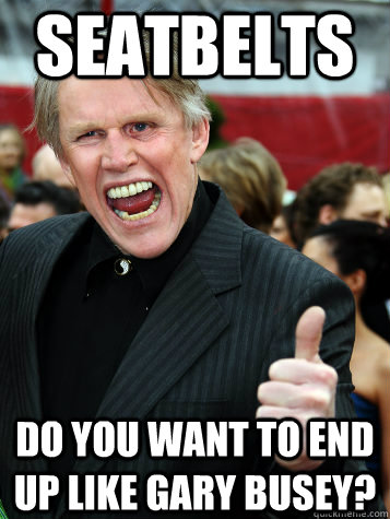 SEATBELTS Do you want to end up like Gary Busey? - SEATBELTS Do you want to end up like Gary Busey?  Gary loves Charlie