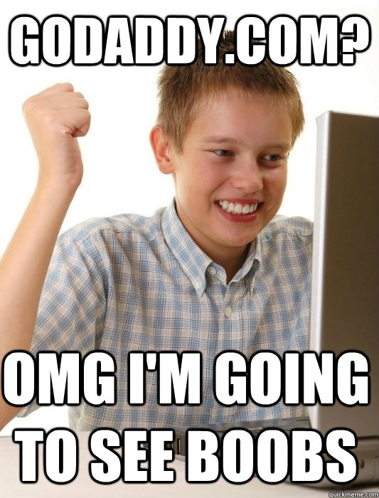 godaddy.com? OMg I'm going to see boobs  First Day on the Internet Kid