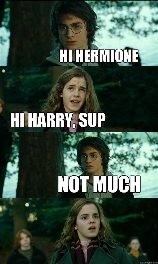 hi hermione hi harry, sup not much  Horny Harry