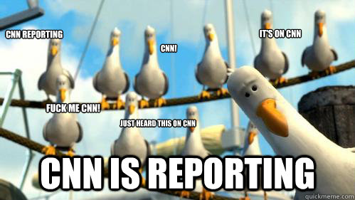Cnn reporting Cnn is reporting Just heard this on CNN CNN! It's on cnn Fuck me Cnn!  Finding Nemo Seagulls