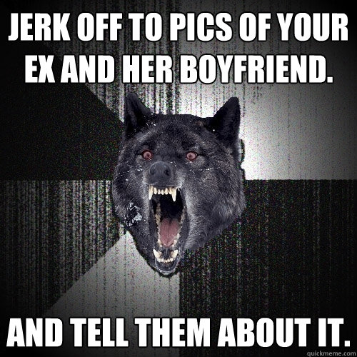 JERK OFF to pics of your ex and her boyfriend. and tell them about it.  Insanity Wolf