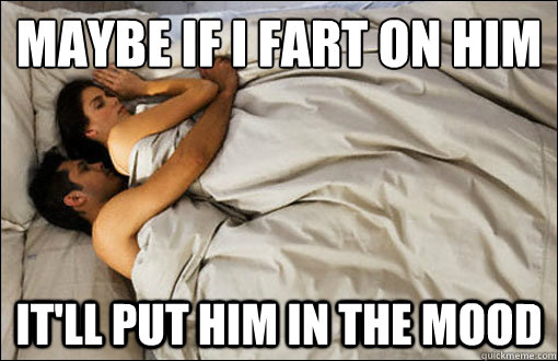 Maybe if i fart on him it'll put him in the mood  spooning couple