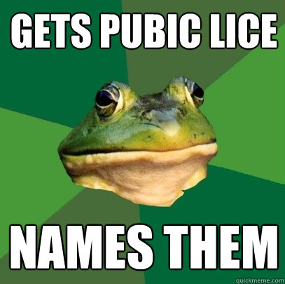 gets pubic lice names them  Foul Bachelor Frog