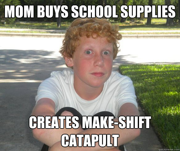 mom buys school supplies creates make-shift catapult  