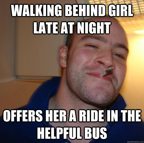 Walking behind girl late at night offers her a ride in the helpful bus - Walking behind girl late at night offers her a ride in the helpful bus  Misc
