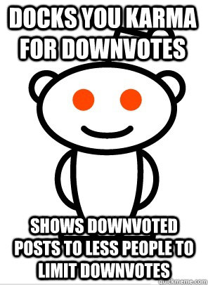 Docks you karma for downvotes shows downvoted posts to less people to limit downvotes  GGR Good Guy Reddit