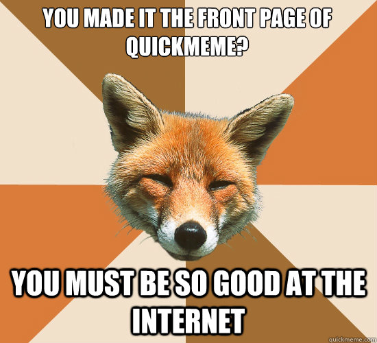 You made it the front page of quickmeme? You must be so good at the internet  Condescending Fox