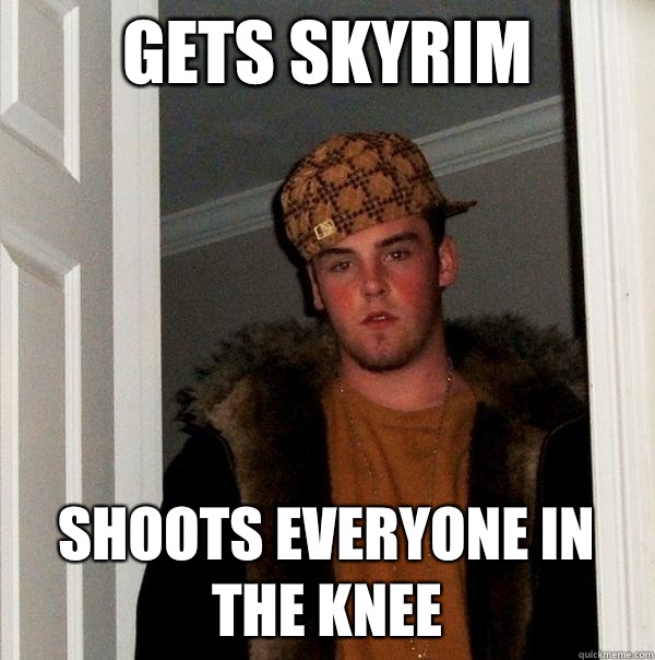 GETS SKYRIM SHOOTS EVERYONE IN THE KNEE  Scumbag Steve