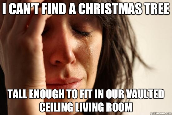 I can't find a Christmas tree Tall enough to fit in our vaulted ceiling living room  First World Problems