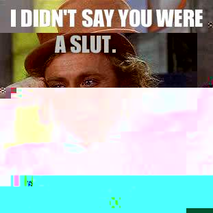 I didn't say you were a slut. I was just wondering if your vagina had a carpool lane?  Condescending Wonka