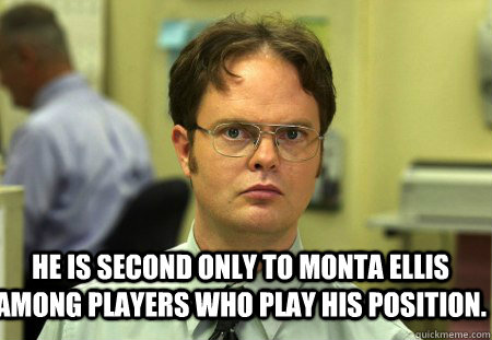  He is second only to Monta Ellis among players who play his position. -  He is second only to Monta Ellis among players who play his position.  Schrute