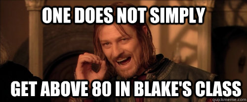 One does not simply Get above 80 in Blake's Class  Mordor