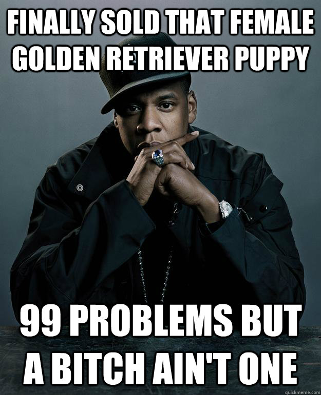 Finally sold that female golden retriever puppy 99 problems but a bitch ain't one - Finally sold that female golden retriever puppy 99 problems but a bitch ain't one  Jay-Z 99 Problems