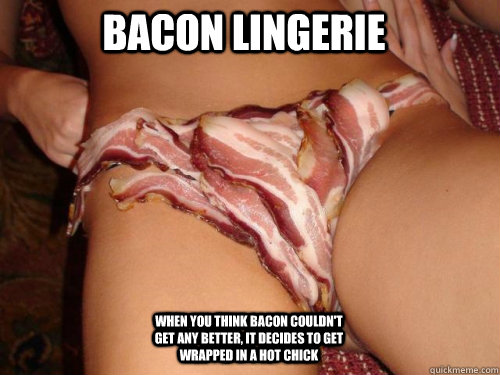 bacon lingerie WHEN YOU THINK BACON COULDN'T GET ANY BETTER, it decides to get wrapped in a hot chick  Bacon Lingerie
