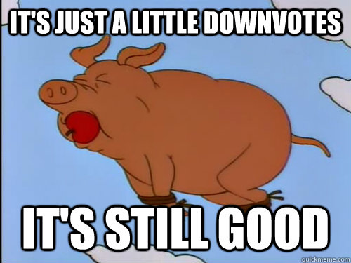 IT'S JUST A LITTLE DOWNVOTES IT'S STILL GOOD - IT'S JUST A LITTLE DOWNVOTES IT'S STILL GOOD  airborne pig