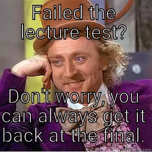 False confidence - FAILED THE LECTURE TEST? DON'T WORRY, YOU CAN ALWAYS GET IT BACK AT THE FINAL. Condescending Wonka