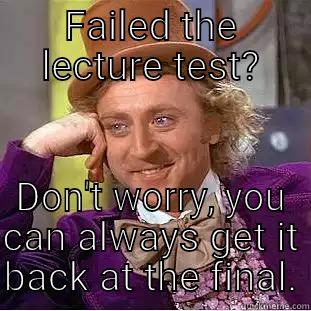 FAILED THE LECTURE TEST? DON'T WORRY, YOU CAN ALWAYS GET IT BACK AT THE FINAL. Condescending Wonka
