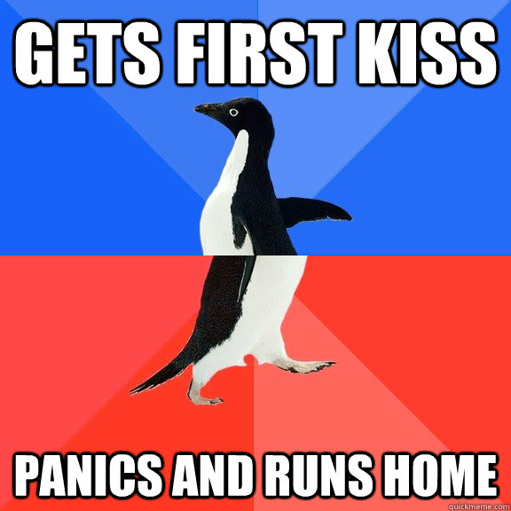 Gets First Kiss Panics and runs home  Socially Awkward Awesome Penguin