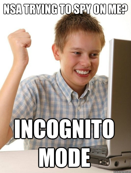 NSA trying to spy on me? incognito mode  First Day on the Internet Kid
