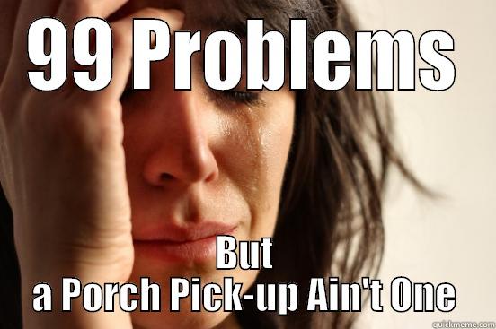 99 PROBLEMS BUT A PORCH PICK-UP AIN'T ONE First World Problems