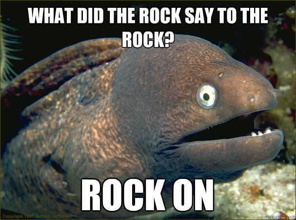 What did the rock say to the rock? Rock on  Bad Joke Eel