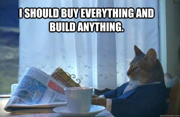 I should buy everything and build anything.  Sophisticated Cat