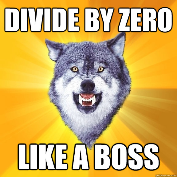 Divide by zero like a boss  Courage Wolf