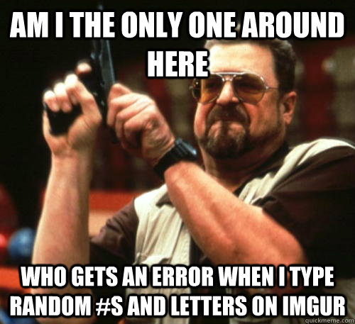 Am i the only one around here Who gets an error when I type random #s and letters on imgur  Am I The Only One Around Here
