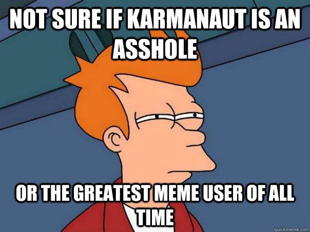 not sure if karmanaut is an asshole or the greatest meme user of all time  Futurama Fry