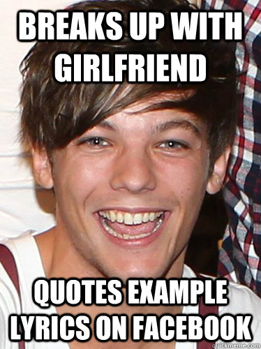 BREAKS UP WITH GIRLFRIEND QUOTES EXAMPLE LYRICS ON FACEBOOK  