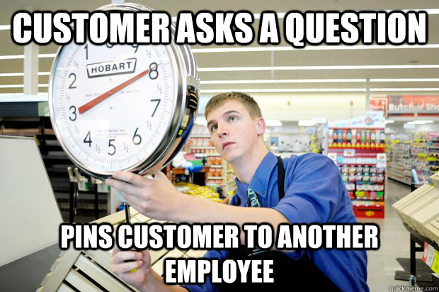 Customer asks a question pins customer to another employee  