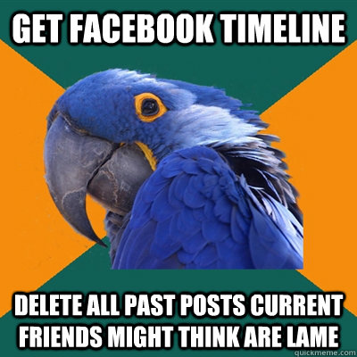 Get facebook timeline delete all past posts current friends might think are lame  Paranoid Parrot