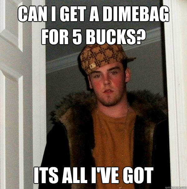 can i get a dimebag for 5 bucks? its all i've got  Scumbag Steve