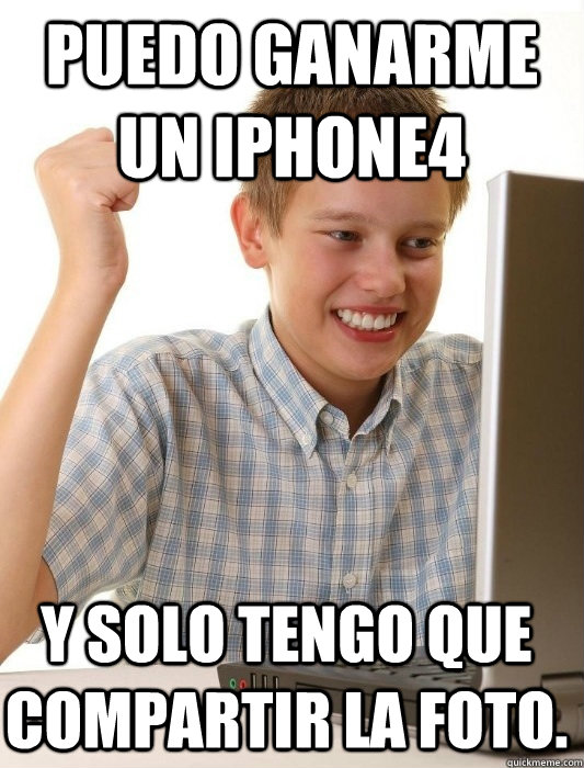 Puedo ganarme un Iphone4 Y solo tengo que compartir la foto.  First Day on the Internet Kid