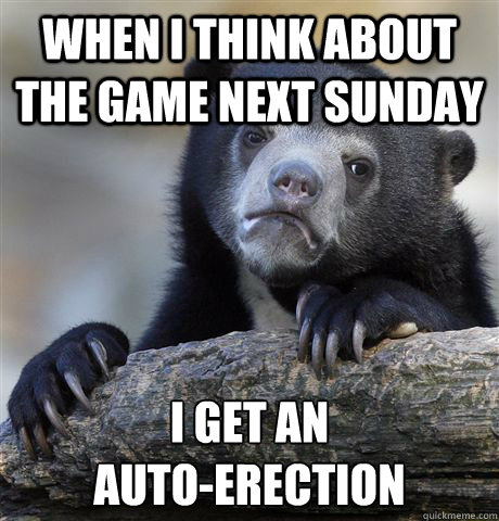 When I THINK ABOUT THE GAME NEXT SUNDAY i GET AN 
AUTO-ERECTION  Confession Bear
