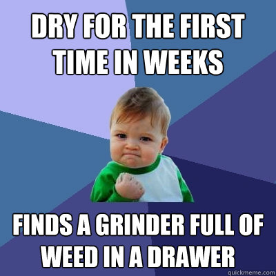 Dry for the first time in weeks Finds a grinder full of weed in a drawer  Success Kid
