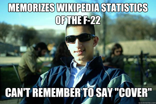 Memorizes Wikipedia statistics of the F-22 Can't remember to say 