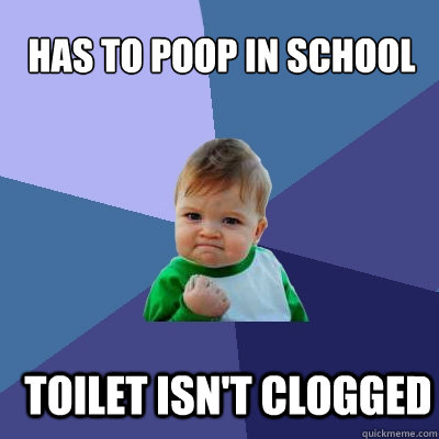 has to poop in school Toilet isn't clogged  Success Kid