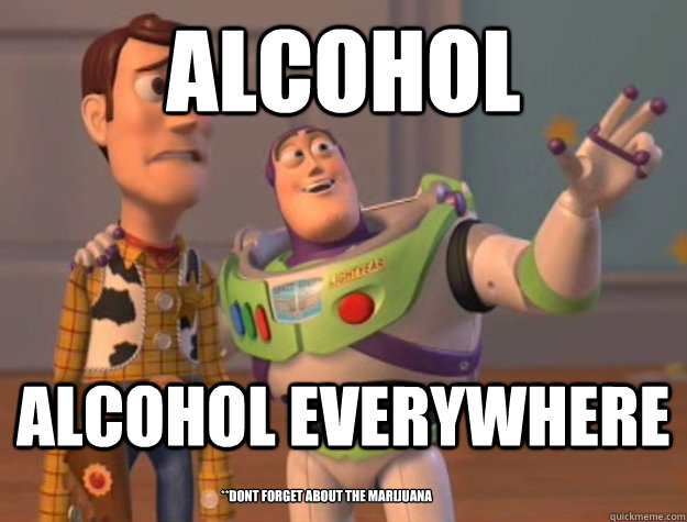 Alcohol  Alcohol Everywhere **Dont forget about the marijuana - Alcohol  Alcohol Everywhere **Dont forget about the marijuana  Buzz Lightyear