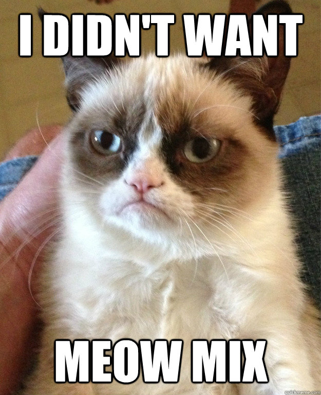 I didn't want meow mix  Grumpy Cat