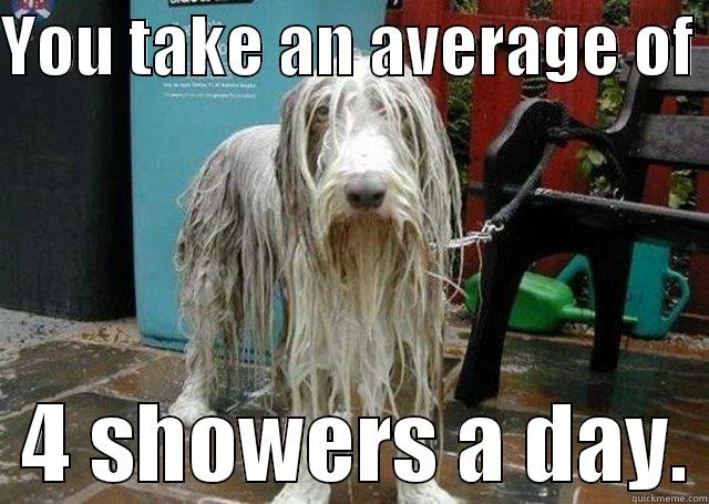 YOU TAKE AN AVERAGE OF    4 SHOWERS A DAY. Misc